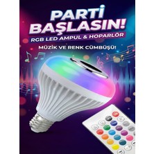 Pileli Store Bluetooth Rgb LED Hoparlörlü Akıllı Ampul - Renkli Müzikli Lamba ve Kumanda