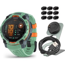 Garmin Instinct 3 45MM Amoled Gps Akıllı Saat (Neo Tropic) Focus Camera Portable Şarj Stand ve Focus Şarj Port Protectors (9-Pack) (3 Madde)