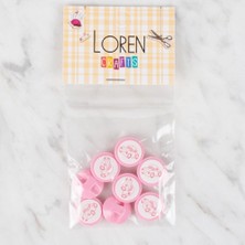 Pileli Store Loren Crafts 8 Li Pembe Düğme - 398