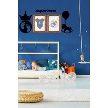 Pileli Store  DECO103 Supermen Dekoratif Duvar Süsü Tablo Aksesuar Ahşap Tasarım Hediye Pano Sticker Seti