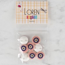 Pileli Store Loren Crafts 8 Li Pudra Nazar Boncuğu Düğme - 685