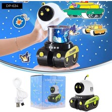 Pileli Store Dempower Robot Şeklinde Projektör Lamba - 360 Derece Dönebilen Gece Lambası