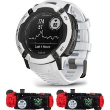 Garmin 010-02805-14 Instinct 2x Solar Rugged Gps Akıllı Saat Whitestone | Resmi Abd Ortak Modeli | Sche With Deco Essentials 2pack Emergency Paracord Wear With Sos LED