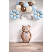 Patladı Gitti Baby Shower Retro Papatya Temalı Erkek Bebek Kutlama Seti Renkli Balonlar ve Dekor