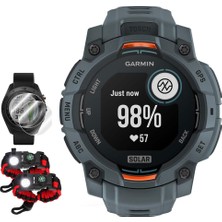 Garmin Instinct 3 45 mm Açık Gps Akıllı Saat Solar Twilight Band 010-02934-01 Sche With Deco Essentials 2x Ekran Koruyucu & 2x Taktik Paracord Duş
