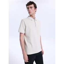 Mustang Düz Bej Erkek Polo T-Shirt M6SM-TST1580
