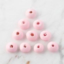 Pileli Store Loren 10 Adet Pembe Yassı Ahşap Boncuk