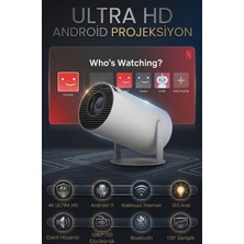 Taşınabilir Android Projeksiyon, 4k, 1280X720P, Wifi Destekli Projeksiyon, Ev Sineması