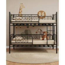 Missidea Metis Ayrılabilir 4 Korkuluklu Metal Ranza ve Karyola Seti Siyah 90X200