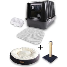 Kurtbay Şekil Kedi Tuvaleti Premium Kedi Başlangıç Seti - Açık gri Lkt1