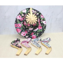 Pileli Store Ahşap Şapkalı Yelpaze - 25 cm Dekoratif El Işçiliği Katlanabilir Yelpaze