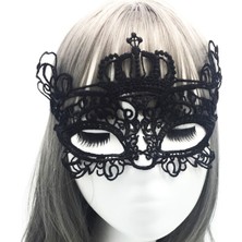 Pileli Store Siyah Dantel Işlemeli Balo Maskesi 9 No