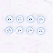 Pileli Store Loren Crafts 8 Li Çilek Mavi Düğme - 0487