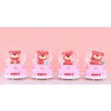 Pileli Store Ayıcıklı Işıklı Kar Küresi 7 cm