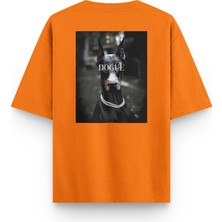 Overoz Doberman Dogue Köpek Sırt Baskılı Yarı Oversize Unisex Siyah T-Shirt 1235