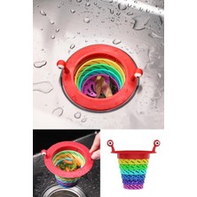 Tonkut Renkli 6 Kademeli Lavabo Süzgeci Katlanabilir Mutfak Gider Tıpası Evye Banyo Filtre