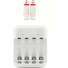 Usin 4 Lü Aa Aaa Pil Şarj Cihazı + 2 Adet 1100 Mah Aa Şarjlı Ni-Mh Standart Kalem Pil Set