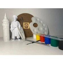 Şeker Ofisi Hezarfen Ahmed Çelebi Eğitici Boyama Seti - Galata Kulesi ve Kanat Figürü 6 Renk Akrilik Boya ve Fırça Dahil Çocuk Aktivite Hobi Seti