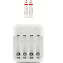 Usin 4 Lü Aa Aaa Pil Şarj Cihazı + 2 Adet 600 Mah Aaa Şarjlı Ni-Mh Standart Ince Kalem Pil Set