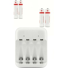 Usin 4 Lü Aa Aaa Pil Şarj Cihazı + 2 Adet 1100 Mah Aa + 2 Adet 600 Mah Aaa Ince Şarjlı Kalem Pil Set