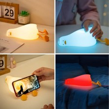 Pileli Store 5 Farklı Renk Modlu Tembel Ördek Figürlü Pofuduk LED Gece Lambası–yumuşak Dokulu Çocuk Odas