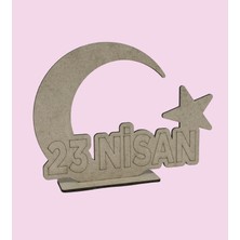 Bir Lazer 23 Nisan Ahşap Boyama Seti  Ay Yıldız & Bayrak Figürlü 10 Adet