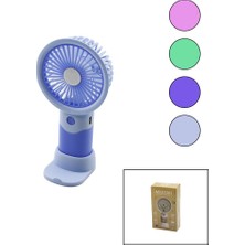 Pileli Store USB Şarjlı Mini El Fanı Çap:8.4 - Y:16CM Sabit Başlık 3-Kademe Hızt Elefonluklu Masaüstü Aya