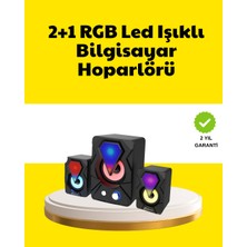 Pileli Store 2.1 USB Bağlantılı Oyun Hoparlörü Renkli LED Işıklı