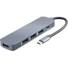 Pileli Store Type-C Hub 4*usb3.0 + Dc Sv Gri HDX7044