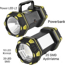 Pileli Store F.b.ı F-262 Yeni Güçlü Çift Taraflı Taşınabilir Spot ve Işıldak USB Powerbank Şarjlı Fene