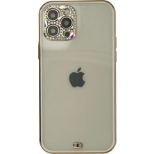 Pileli Store  iPhone 12 Pro Max Kılıf Liva Taşlı Silikon - Beyaz