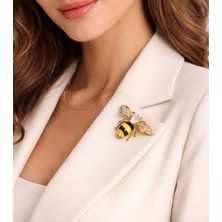 Mon Amours Arı Detaylı Bolluk ve Bereket Simgesi, Gold Detaylı Arı Broş