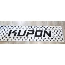Kupon Beyaz - Siyah Desen Kaymaz Torpido Havlusu - Araç Göğüs Halısı