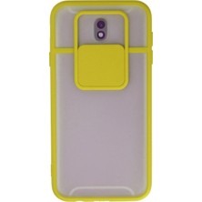 Pileli Store  Samsung Galaxy J7 Pro / J730 Kılıf Palm Buzlu Kamera Sürgülü Silikon - Sarı