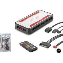 Pileli Store Argb Fan ve LED Kontrolcü Hub Seti Uzaktan Kumandalı - Siyah ND2807