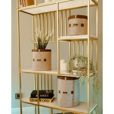 Pileli Store Deri Şeritli Yuvarlak Çok Amaçlı Düzenleyici Organizer Kutu Keçe Sepet (Maxi) 03815