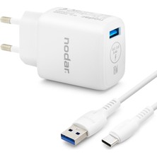 Pileli Store Type-C Qc 3.0 Hızlı Şarj Seti 18W 3.4A USB Adaptörlü - Beyaz ND1010
