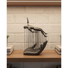 Pileli Store 3D El Formlu Insan Figürü Gri Soyut Tasarım Dekoratif Biblo