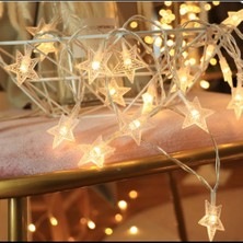 Pileli Store Yıldız 10M 60 LED Gün Işığı Yıldız Boyutu 3,5 cm Mz-16-17