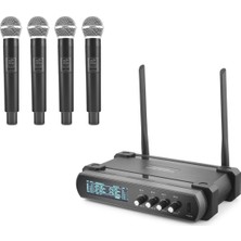 Pileli Store Profesyonel Kablosuz Vhf Mikrofon 4’lü Set - Siyah HDX2792