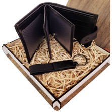 Pileli Store Cüzdan Anahtarlık Ahşap Kutulu Set