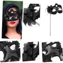 Pileli Store Siyah Işıltılı Tutmalı Fotoğraf Çekimi Maskesi 18X29 cm