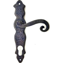 Pileli Store Antika Tarz Dekoratif Pirinç Kıvrık Yale Kapı Kolu - 210X43 Mm, Oksit