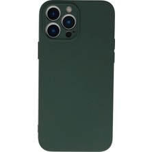 Pileli Store  iPhone 13 Pro Max Kılıf Nano Içi Kadife Silikon - Koyu Yeşil