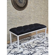 Sevinç Mobilya Beyaz Boyalı - L - Ayaklı 100 cm x 38 cm Oturak - Bench - Makyaj Taburesi - Makyaj Oturak
