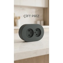 Pileli Store Antrasit Renk Sıva Üstü Çift Topraklı Priz Modern Tasarım