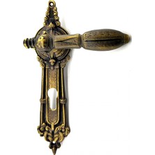 Pileli Store Eco Lounge Antika Tarz Dekoratif Pirinç Şato Model Banyo, Wc Kapı Kolu - 262X83 Mm, Antik