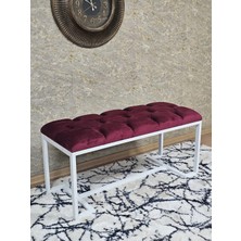 Sevinç Mobilya Beyaz Boyalı - L - Ayaklı 100 cm x 38 cm Oturak - Bench - Makyaj Taburesi - Makyaj Oturak