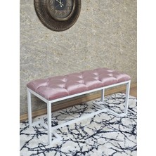 Sevinç Mobilya Beyaz Boyalı - L - Ayaklı 100 cm x 38 cm Oturak - Bench - Makyaj Taburesi - Makyaj Oturak