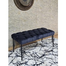 Sevinç Mobilya Siyah Boyalı Tel Ayaklı 90 cm Puf Bench - Puf - Bench - Kasalı Oturak - Oturak - Yatak Ucu Puf